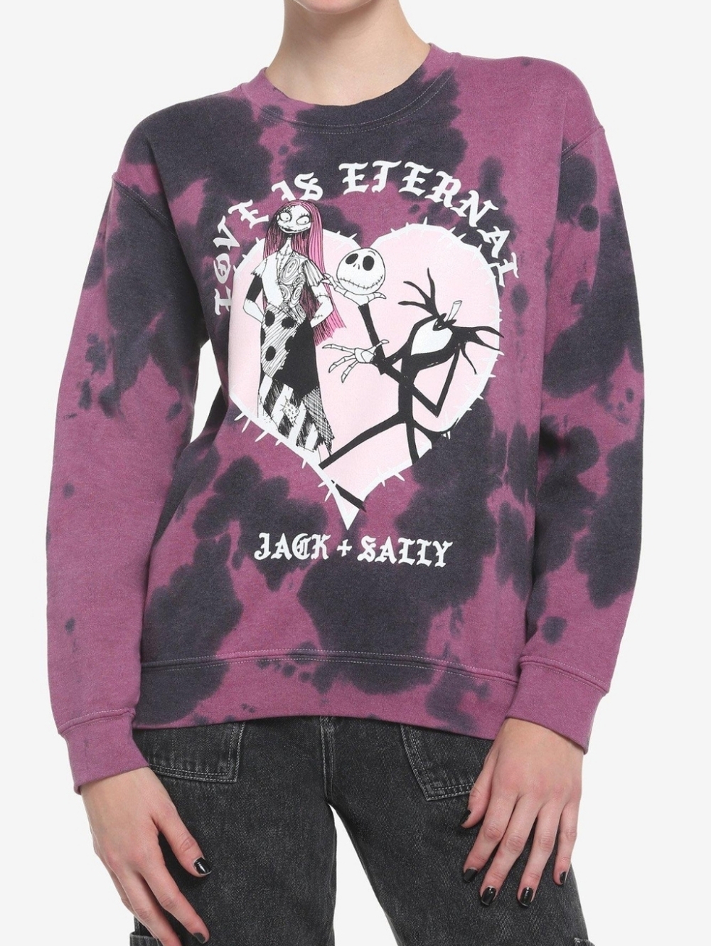 Disney Nightmare Before Christmas Jack and sally eternal love tie dye sweatshirt